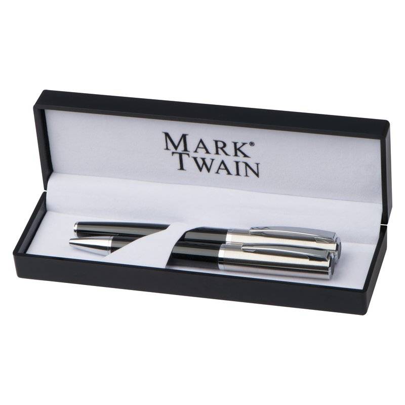 Psací souprava MARK TWAIN, kul.pero a roller, černá Psací souprava MARK TWAIN, kul.pero a roller, černá